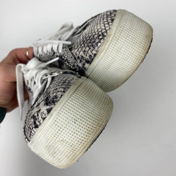 Superga Women's 2790 Grey White Snakeskin Platform Sneakers Size 8 - Picture 5 of 7